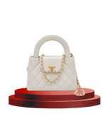 Chanel Light Grey Quilted Leather Mini Kelly Bag