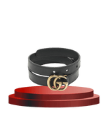 Gucci Black Leather GG Marmont Slim Belt 70CM