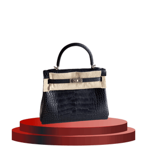 Hermes Black Matte Crocodile Leather Kelly 25 Shoulder Bag