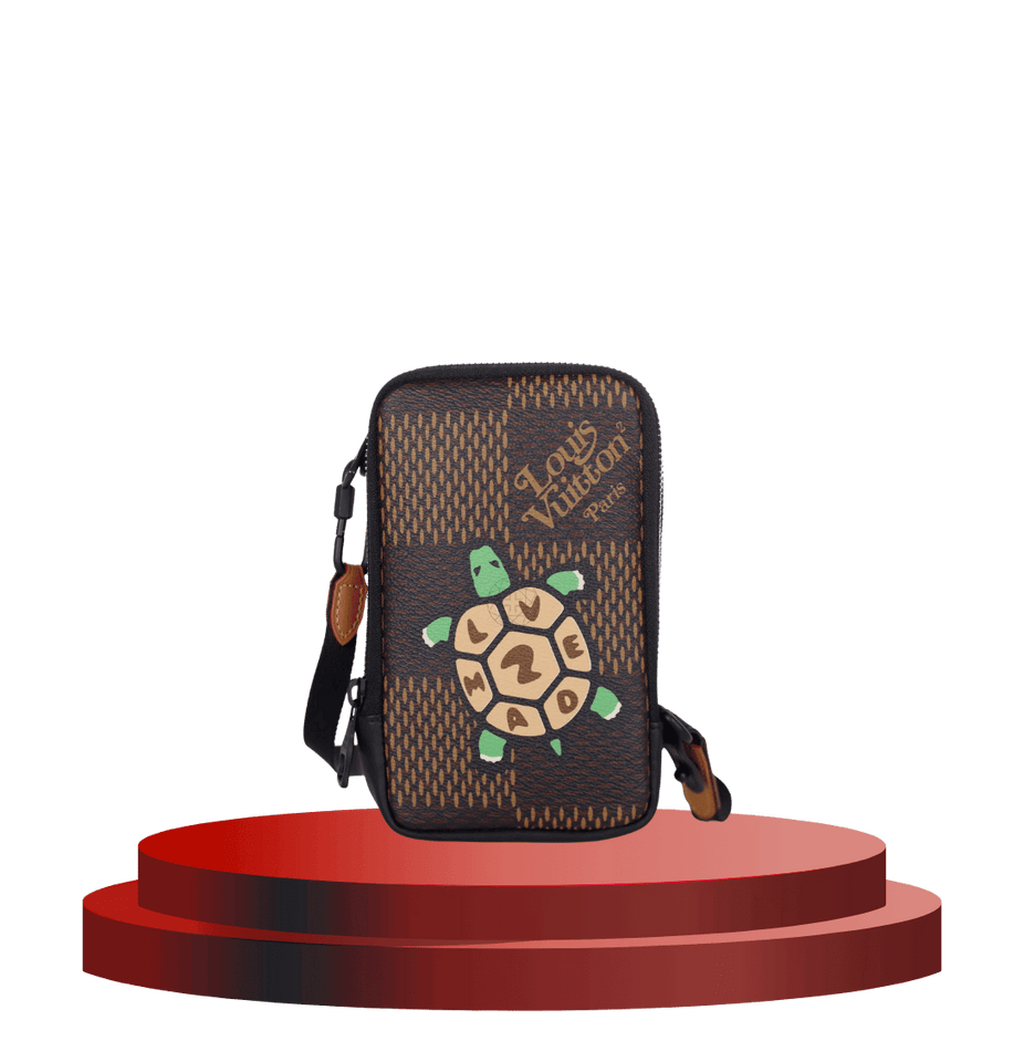 Louis Vuitton Brown Coated Canvas Giant Damier Nigo Phone Pouch