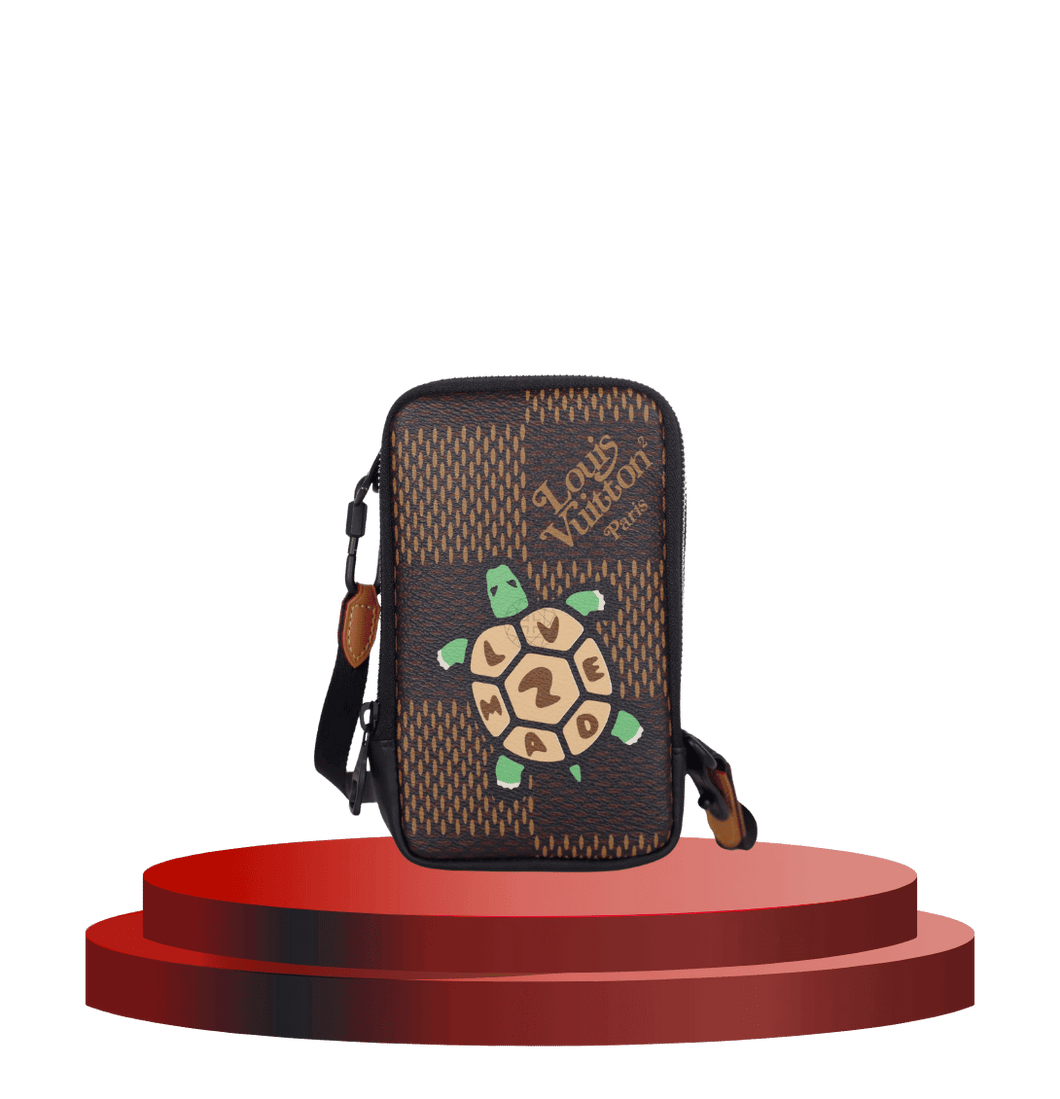 Louis Vuitton Brown Coated Canvas Giant Damier Nigo Phone Pouch