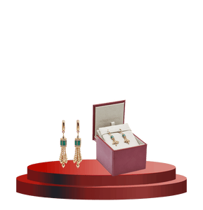 Roberto Coin Art Deco Diamond Malachite 18k Rose Gold Earrings